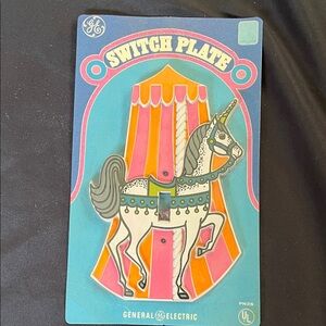 Vtg 70s GE Unicorn Carousel Single Switch Plate NIP General Electric MCM Nursery